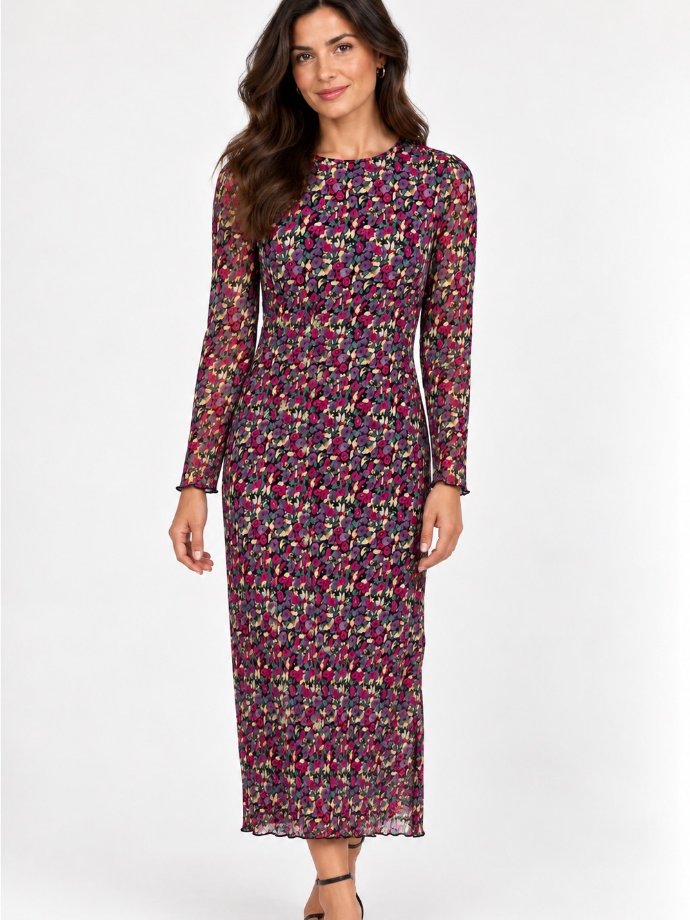 Wild Pony Long Sleeve Floral Maxi Dress in Pink Multi
